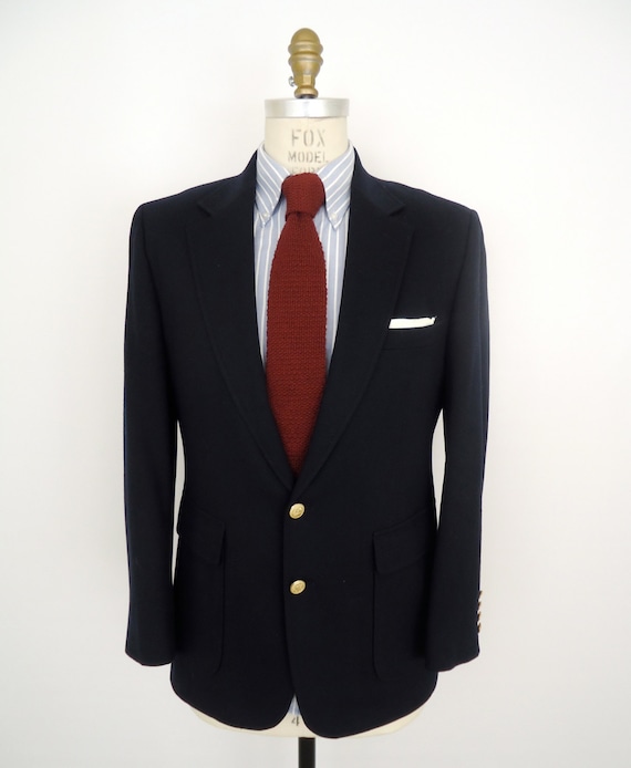 Wool Navy Blue Blazer with Gold Buttons / vintage by CompanyMan