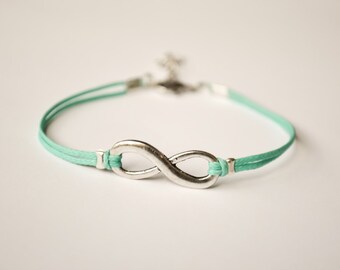 Infinity bracelet, turquoise cord bracelet with a silver endless charm, Yoga bracelet, gift for her, minimalist jewelry, friendship, zen