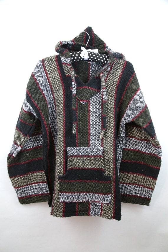 Vintage Mexican Sweater Poncho Pullover Hoodie by GameOfClothes