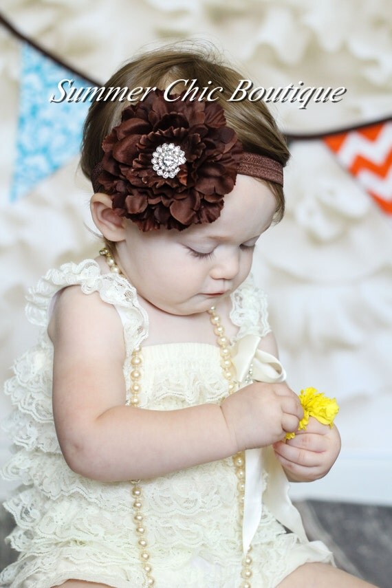CLEARANCE Brown Baby Headband Infant by SummerChicBoutique
