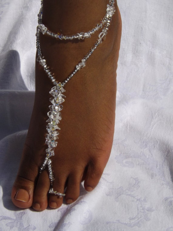 Items similar to Bridal Jewelry Foot Jewelry Anklet Beach Sandal ...