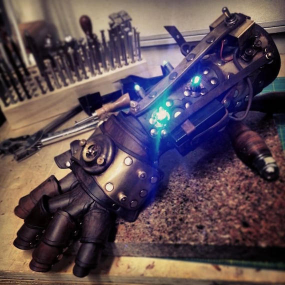 Steampunk Leather Gauntlet Cosplay / LARP / Costume Armor