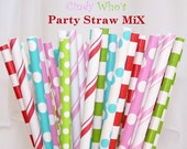 Grinch WHOville Christmas- 75 Paper Straws a Kitish Mix of Circles/ Stripes / Dots / also used as Cake Pop Sticks and HomemadePixie Candy Il_170x135