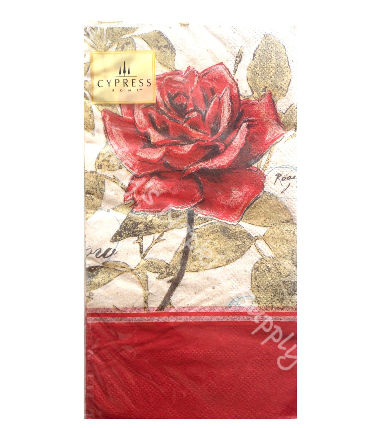 Large RUBY RED ROSE paper napkins 2 two by DaisysNapkinSupply