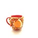 Pippi's OOAK Colorful Crochet Mug Cozy, Mug Hugger, Mug Cover up, Wrap up, Tangerine Buttoned, Christmas Gift, Unique, For Her, For Him