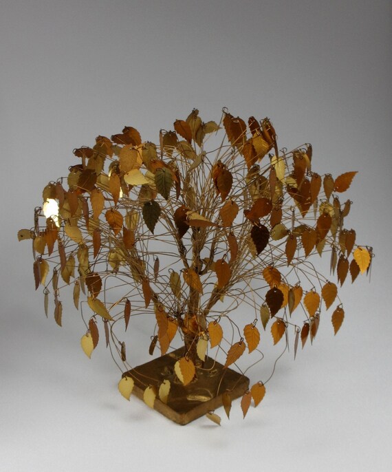 VIntage Copper Twisted Wire Tree with Leaves