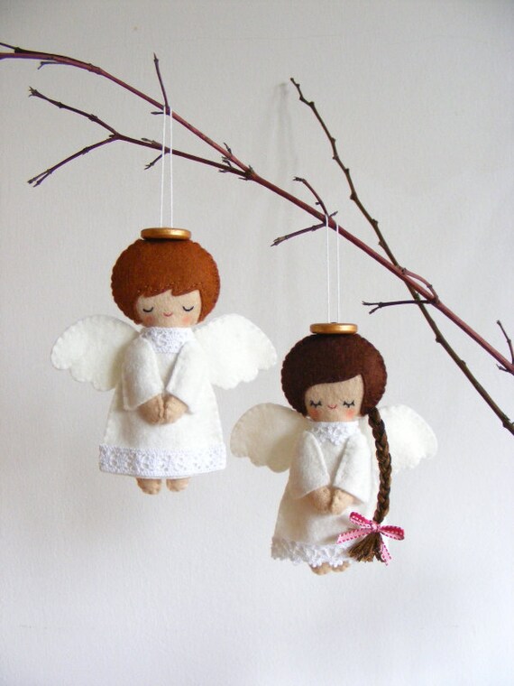 PDF pattern Felt angels. Christmas tree ornaments boy and