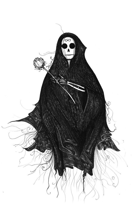 Items similar to Grim Reaper, Death, Sugar Skull, Day of the Dead ...