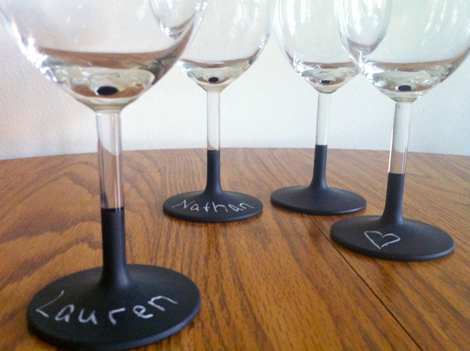 Hand Painted Chalkboard Wine Glasses Set of 4