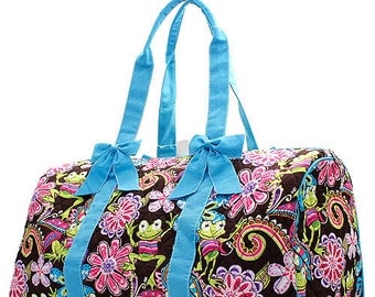 Monogrammed Quilted Frog Party Duff le Bag in Your Choice of 3 Colors ...