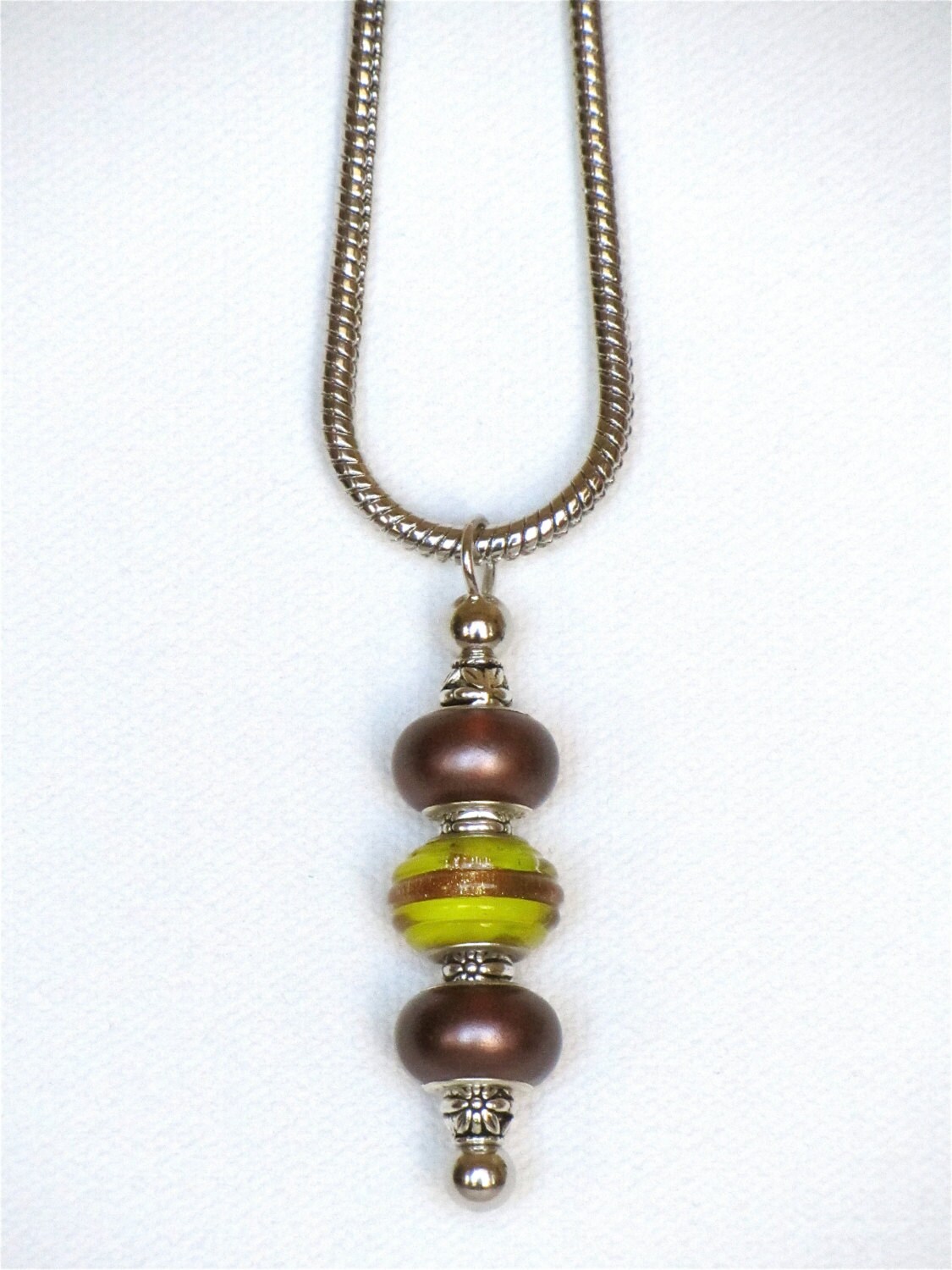 Bead Pin Pendant Necklace European Style Beads Silver