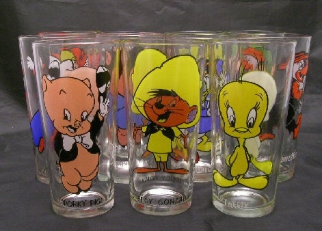 Pepsi Collectors Series glasses lot of 11 Pepsi cartoon