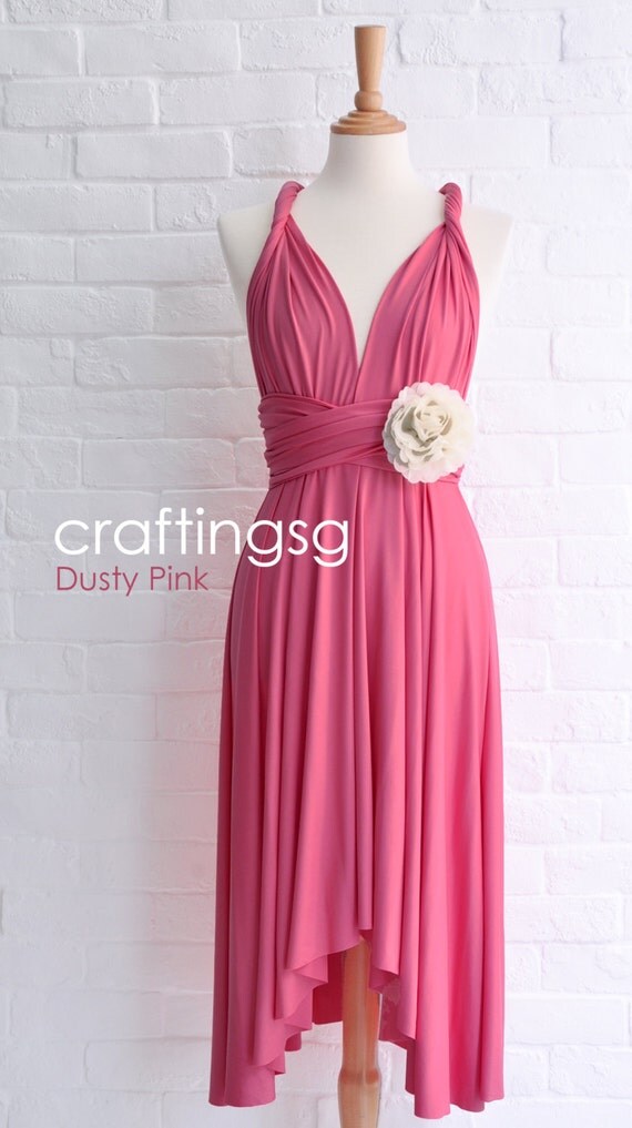 Bridesmaid Dress Infinity Dress Dusty Pink Knee by thepeppystudio
