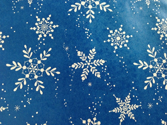 Vintage Christmas Gift Wrapping Paper Blue Christmas