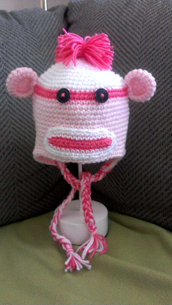 Items similar to Made to Order Pink Sock Monkey Hat on Etsy