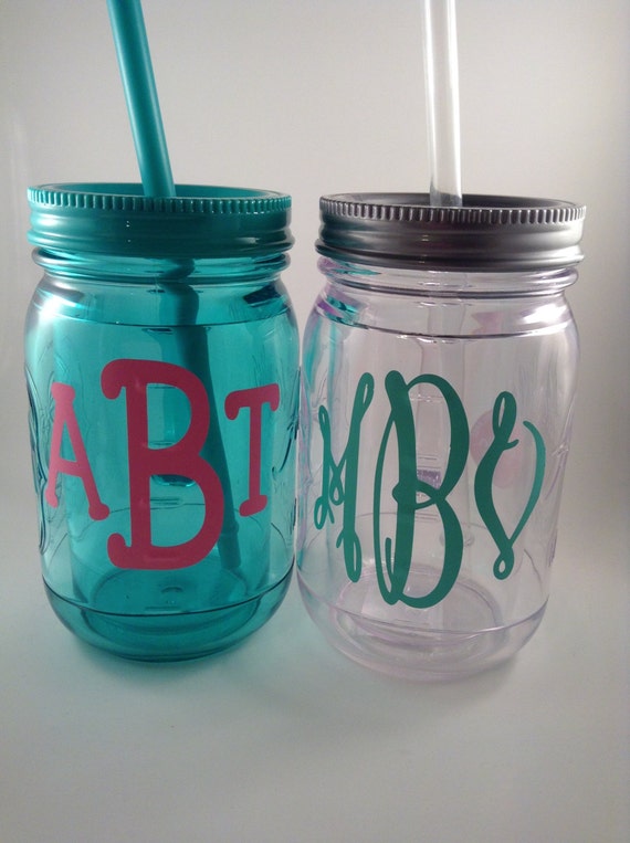 NEW COLORS Personalized Mason Jar Tumbler by ADMonograms on Etsy