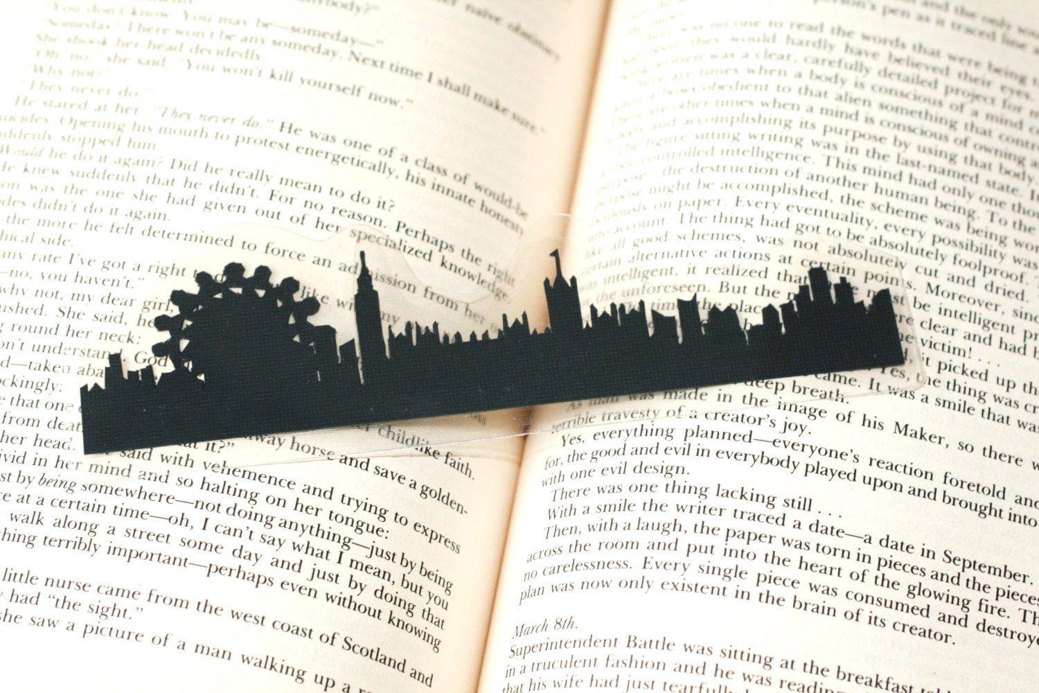 London England Bookmark Handcut Silhouette Handmade
