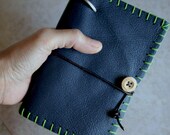Night blue leather paper refillable original pocket leather mini artist idea book