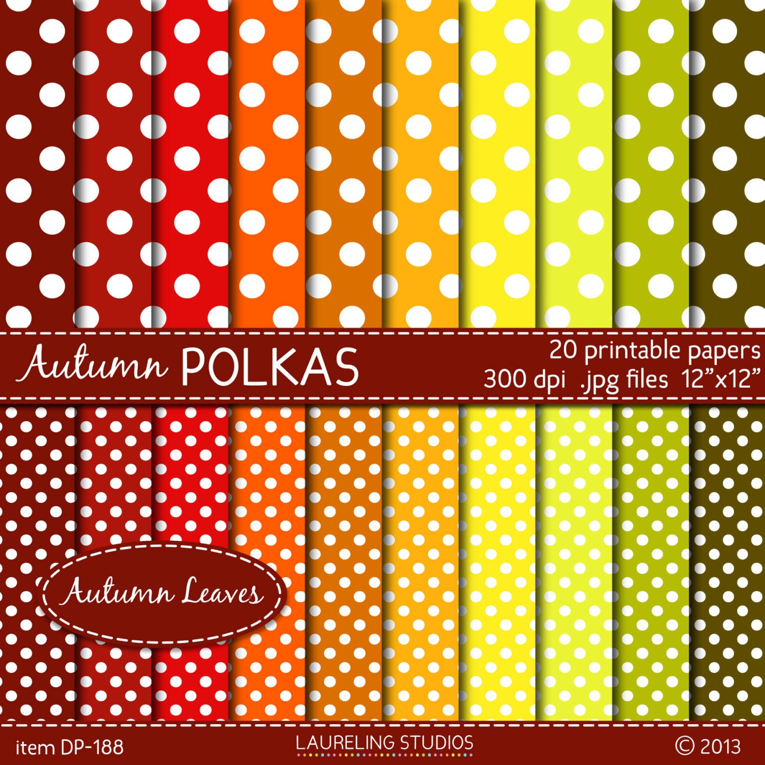 Polka Dot Digital Paper In Fall Colors Autumn By Laurelingstudios