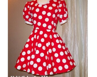 Made to order Minnie Mouse Dapper Day adult dress, large polka dot ...