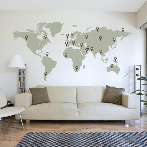 LARGE World Map Wall Decal Sticker 7ft X 3 47ft Vinyl Wall