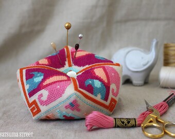 Elephant Biscornu Pincushion - Satsuma Street cross stitch pattern PDF - Instant Download