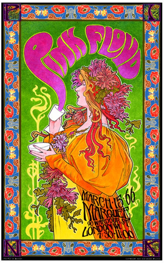 Pink Floyd 1960s art nouveau concert poster