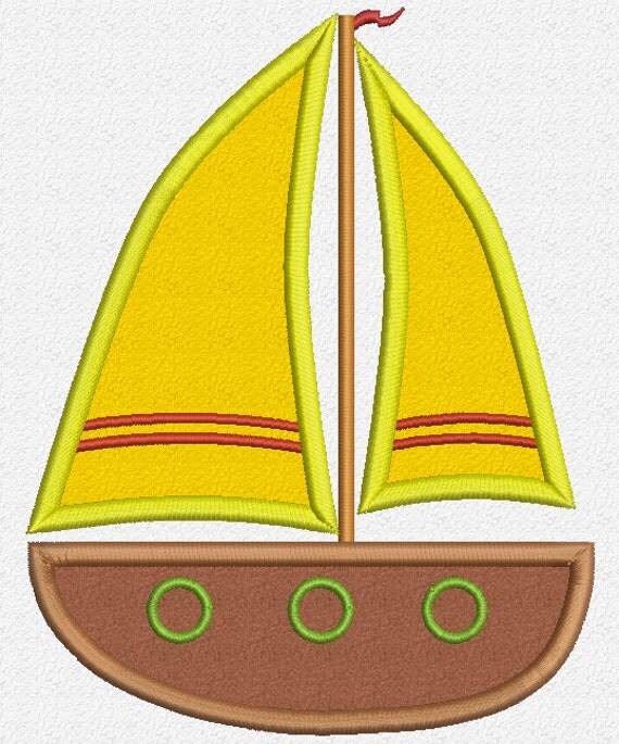 Sailboat applique embroidery design instant download Sailboat applique embroidery design instant download
