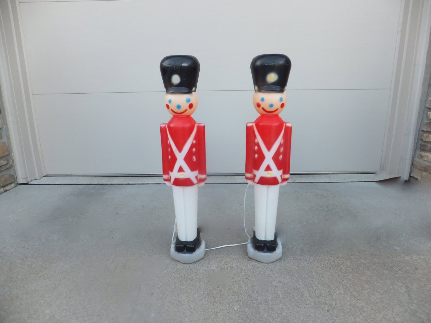 Vintage Nutcracker Toy Soldiers Set of Two Christmas Blow Mold