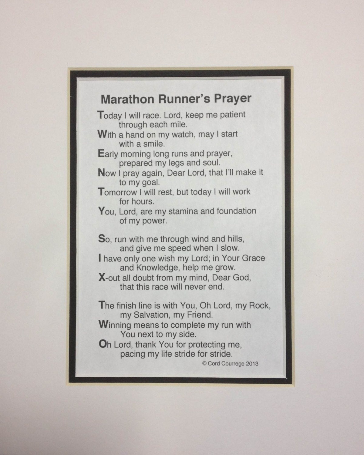 The Marathon Runner's Prayer