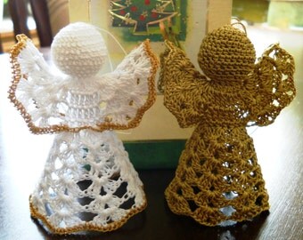 Beautiful Crochet Angels in Gold color & White with Gold detailing ...