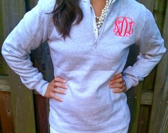 Ladies' Quarter Zip Monogram Pullover Sweatshirt