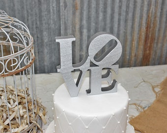 LOVE Cake Topper - Metallic Silver or Metallic Gold