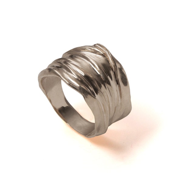 18k White Gold Ring ,Handmade, Unisex Ring , Wedding Ring , Wedding ...