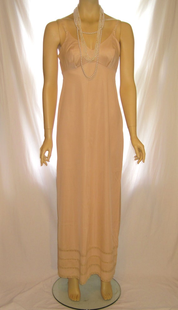 Vintage tan nude color lingerie nightwear nightgown nightie