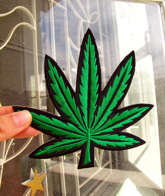 Iron On Patch LARGE Marijuana / Weed / Pot Leaf Iron On