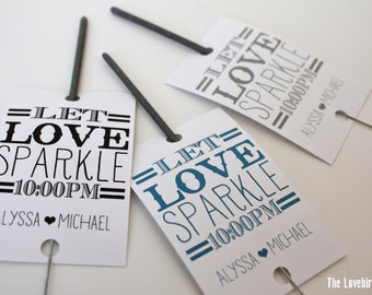 Wedding Sparkler Tags - Personalized Printable Wedding Favor Sparkler Tags -Let Love Sparkle - Sparkler Send-Off - PDF - AA4
