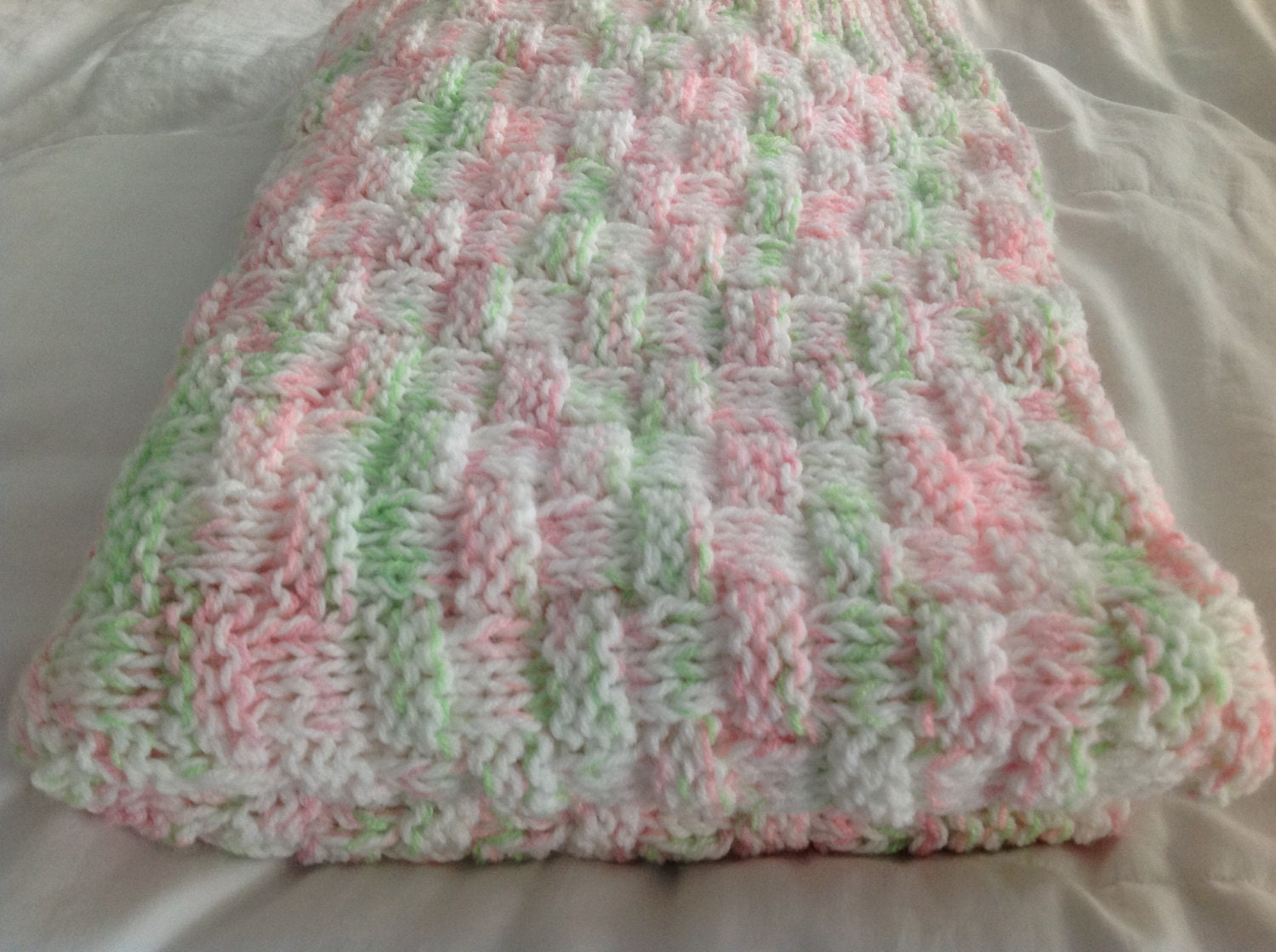 Multi Colored Hand Knitted Baby Blanket/ Lap Quilt