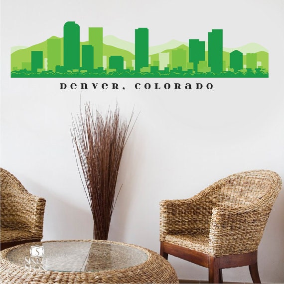 Denver COLORADO Skyline Wall Decal Art Fabric Stick n peel