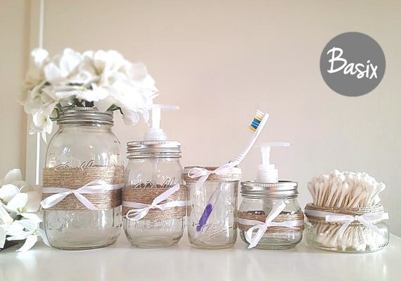 Rustic Mason Jars, Bathroom decor, Home decor, Housewares, Rustic home decor, Gift set, Housewarming Gift, Soap dispenser