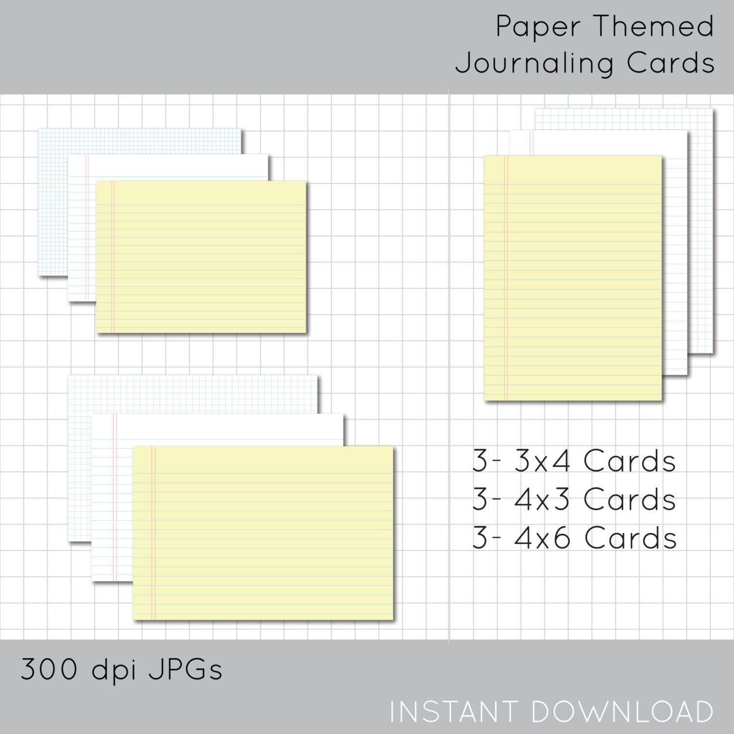 9 Journal Cards 3x4 4x3 and 4x6 for scrapbooks by PitStopStudios