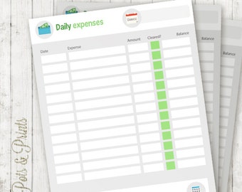 Budget printable: Daily expenses budget planner - fully editable; type on the document and