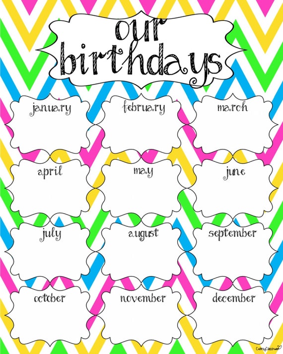 Classroom Birthday Printables In 2021 Classroom Birthday Chevron 