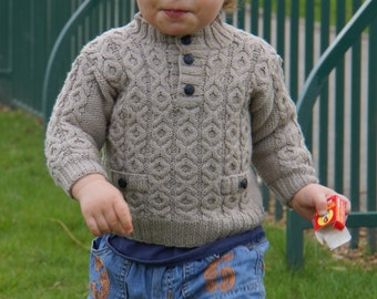 Boys' hand knitted jumper for all seasons, baby boys wool sweater, kitted jumper 9-18 months, knitted top in merino wool/ready to ship