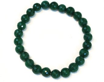 Emerald Bracelet - Handmade 100 Carat Faceted Emerald Bead Bracelet