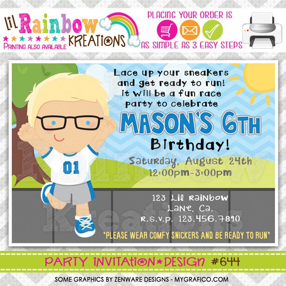 644 DIY Relay Game Running Party Invitation Or Thank You