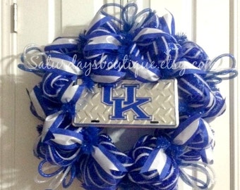 UK (University of Kentucky) Wildcat deco mesh wreath ...