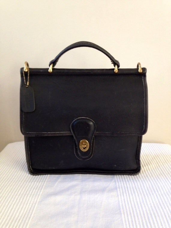 Vintage COACH 3445 Black Leather Willis Style Handbag Purse