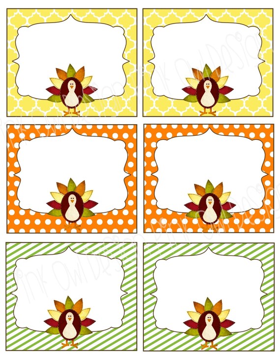 Thanksgiving Turkey Name Food Labels Printable Instant