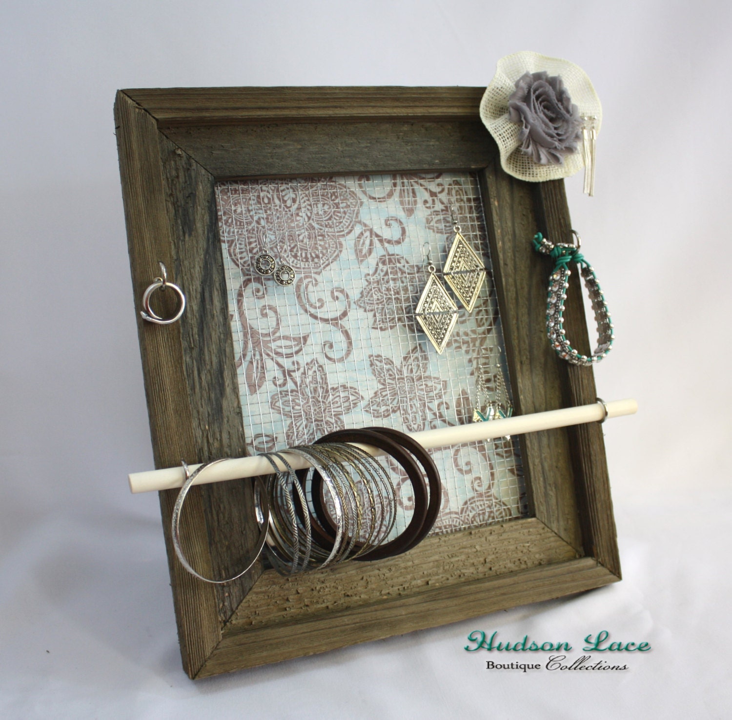 Table Top Jewelry Organizer Rustic Barnwood by HudsonLace on Etsy